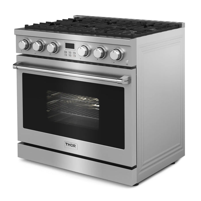 Thor Kitchen 36-Inch Gas Range with 6 Burners, 6.0 cu. ft. Convection Oven in Stainless Steel (ARG36) Thor Kitchen