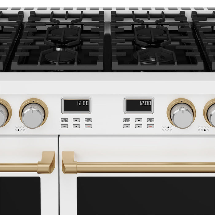 Thor Kitchen 48-Inch White and Bronze Gas Range (ARG48W-BRZ) – close-up control panel