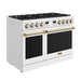 Thor Kitchen 48-Inch White and Bronze Gas Range (ARG48W-BRZ) – front left side closed