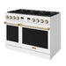 Thor Kitchen 48-Inch White and Bronze Gas Range (ARG48W-BRZ) – front right side closed