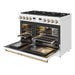 Thor Kitchen 48-Inch White and Bronze Gas Range (ARG48W-BRZ) – front right side open 2