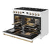 Thor Kitchen 48-Inch White and Bronze Gas Range (ARG48W-BRZ) – front right side open 1
