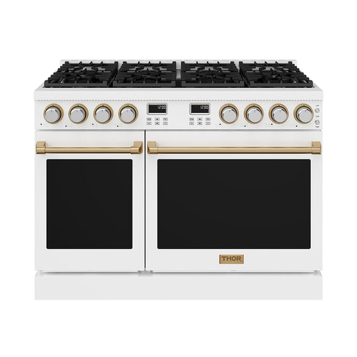 Thor Kitchen 48-Inch White and Bronze Gas Range (ARG48W-BRZ) – front side closed