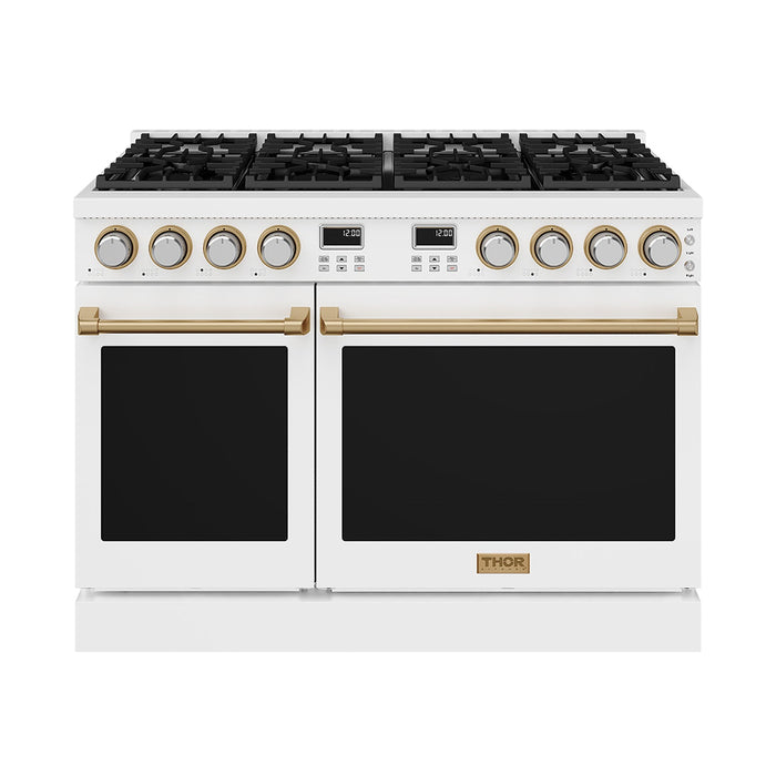 Thor Kitchen 48-Inch White and Bronze Gas Range (ARG48W-BRZ) – front side closed