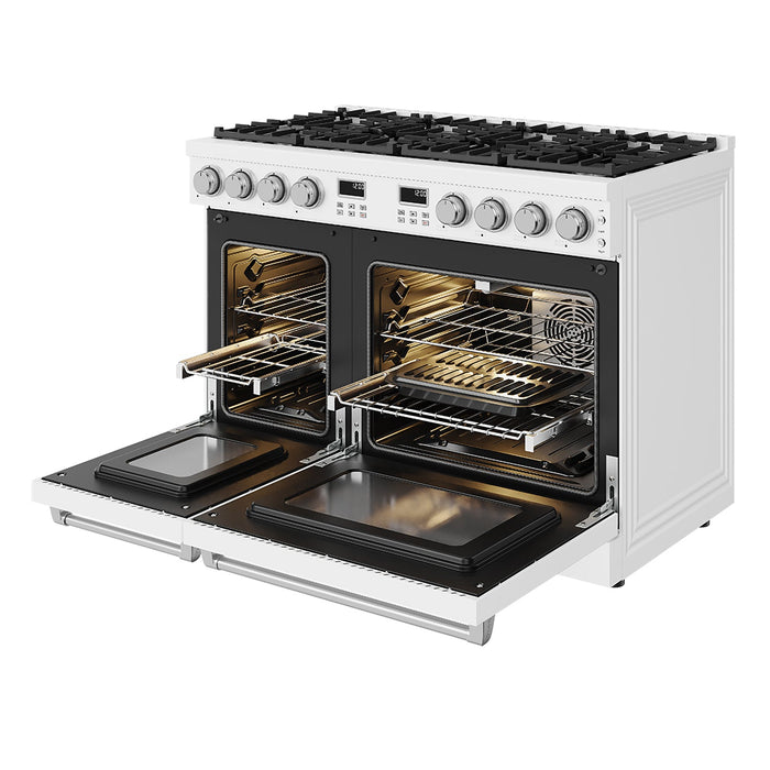 Thor Kitchen 48-Inch White Gas Range (ARG48W) – front right side open 1
