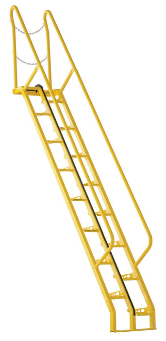 Vestil ATS-10-56 Steel Alternate Tread Stair 56 Degrees 89-3/4 in. x 23-1/2 in. x 162-3/8 in. 350 lb. Capacity Yellow