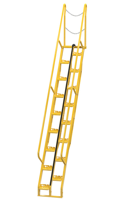 Vestil ATS-11-56 Steel Alternate Tread Stair 56 Degrees 97-1/2 in. x 23-1/2 in. x 174-1/8 in. 350 lb. Capacity Yellow