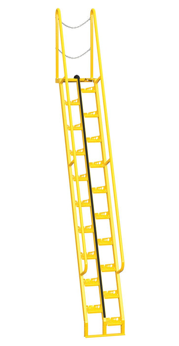 Vestil ATS-12-68 Steel Alternate Tread Stair 68 Degrees 68-1/2 in. x 23-1/2 in. x 185-5/8 in. 350 lb. Capacity Yellow