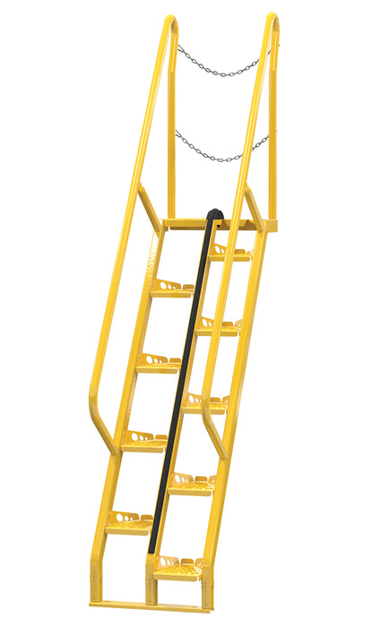 Vestil ATS-6-56 Steel Alternate Tread Stair 56 Degrees 57-1/2 in. x 23-1/2 in. x 114-1/4 in. 350 lb. Capacity Yellow