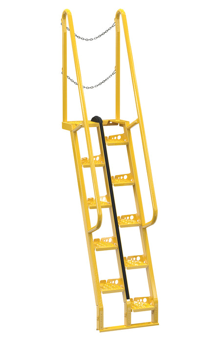 Vestil ATS-6-68 Steel Alternate Tread Stair 68 Degrees 39-1/2 in. x 23-1/2 in. x 113-3/4 in. 350 lb. Capacity Yellow
