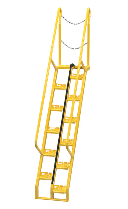 Vestil ATS-7-56 Steel Alternate Tread Stair 56 Degrees 65-3/4 in. x 23-1/2 in. x 126-3/4 in. 350 lb. Capacity Yellow