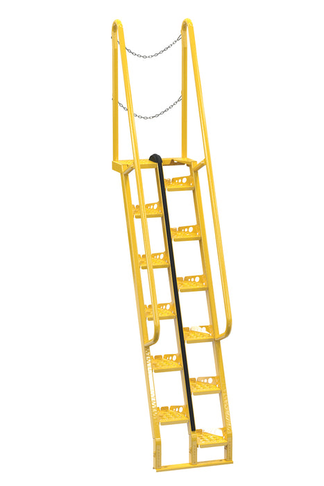 Vestil ATS-7-68 Steel Alternate Tread Stair 68 Degrees 44-1/2 in. x 23-1/2 in. x 125-7/8 in. 350 lb. Capacity Yellow