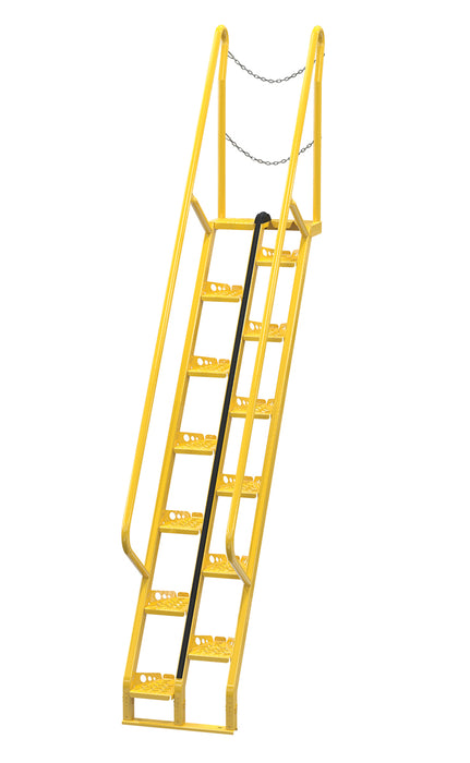 Vestil ATS-8-56 Steel Alternate Tread Stair 56 Degrees 73-1/2 in. x 23-1/2 in. x 138-1/4 in. 350 lb. Capacity Yellow