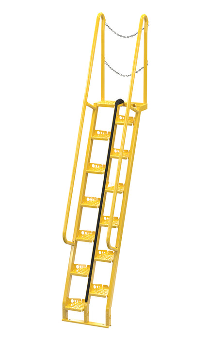 Vestil ATS-8-68 Steel Alternate Tread Stair 68 Degrees 49-3/4 in. x 23-1/2 in. x 137-3/4 in. 350 lb. Capacity Yellow