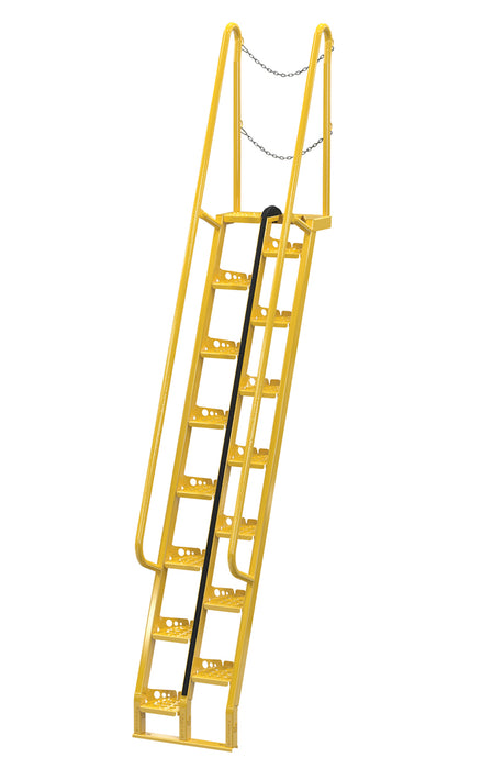 Vestil ATS-9-68 Steel Alternate Tread Stair 68 Degrees 54-1/8 in. x 23-1/2 in. x 149-5/8 in. 350 lb. Capacity Yellow