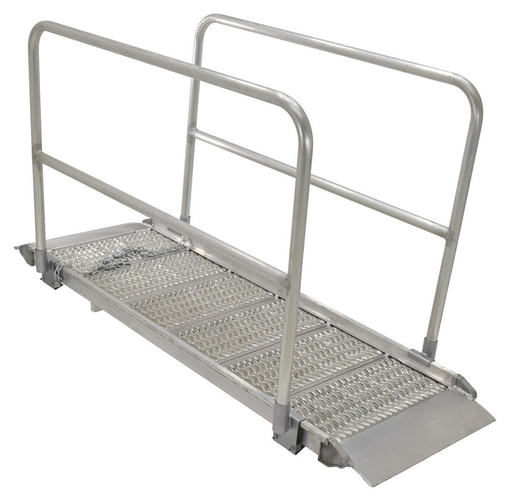 Vestil AWR-G-28-7A-HR Aluminum Grip-Strut Walk Ramps with Handrails 85 in. x 29-3/8 in. 2,800 lb. Capacity Silver