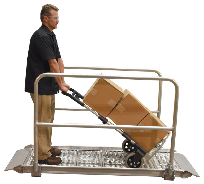 Vestil AWR-G-28-7A-HR aluminum grip-strut walk ramps with handrails - view 5