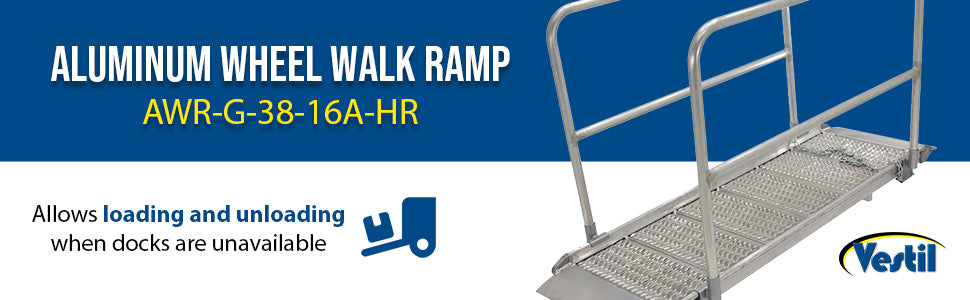 Vestil AWR-G-38-16A-HR aluminum grip-strut walk ramps with handrails feature overview 3