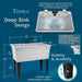 Tehila Freestanding Double-Wide White Utility Sink with Steel Legs & Black Pull-Out Faucet... - Installation View