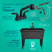 Tehila Freestanding Double-Wide Black Utility Sink with Steel Legs & Black Pull-Out Faucet... - Lifestyle View