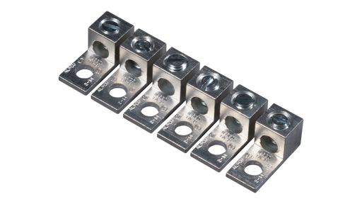 Six-Lug Set for Victron Quattro Inverters. This is an Angled View of the six-lug set in a vertical line, with no background