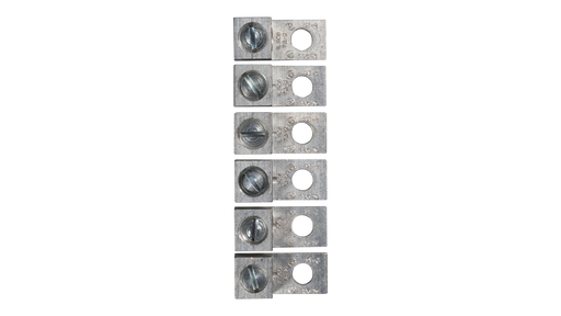 Six-Lug Set for Victron Quattro Inverters. This is a Top-Down display of the six lug set in a vertical line, with no background