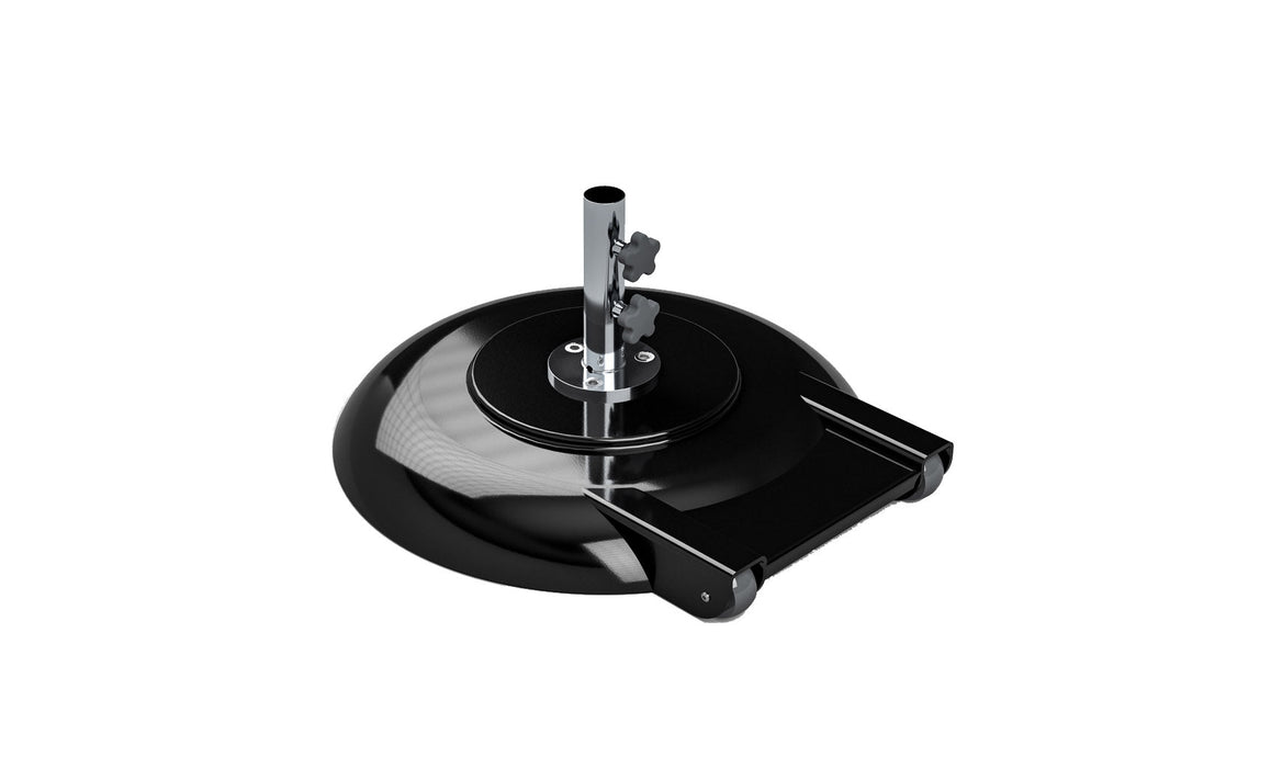 Ledge Lounger Aluminum Umbrella Base with Wheels — Black-150lbs-18" Stem-1.5" Pole