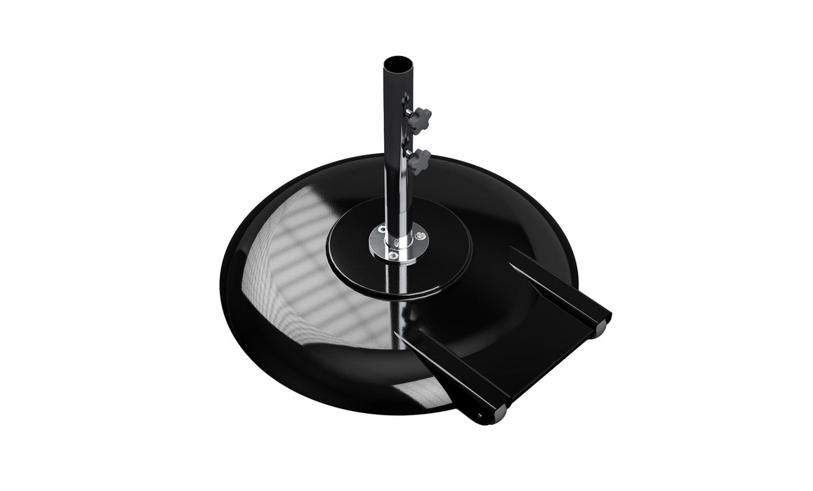 Ledge Lounger Aluminum Umbrella Base with Wheels — Black-150lbs-18" Stem-2" Pole