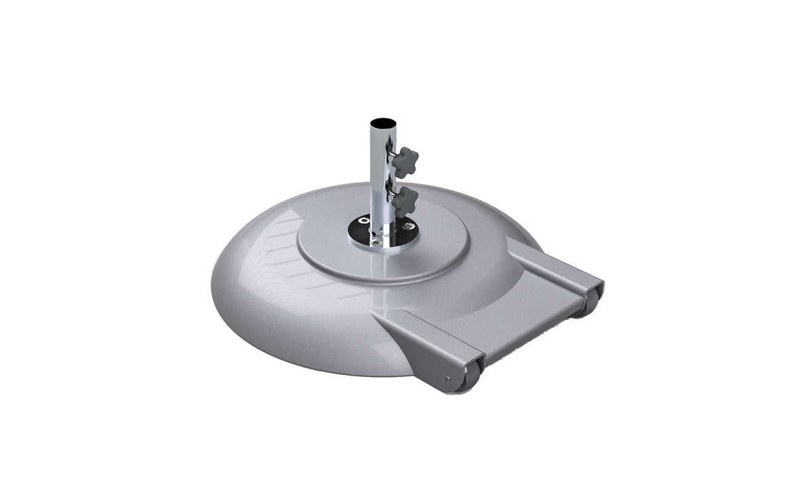 Ledge Lounger Aluminum Umbrella Base with Wheels — Silver Mist-100lbs-18" Stem-1.5" Pole
