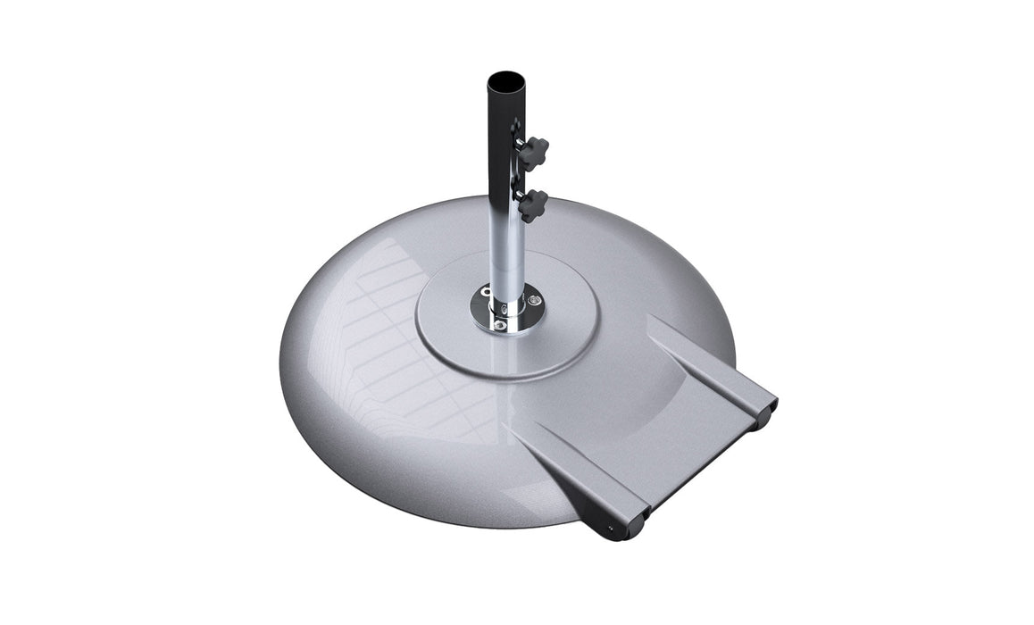 Ledge Lounger Aluminum Umbrella Base with Wheels — Silver Mist-150lbs-18" Stem-2" Pole