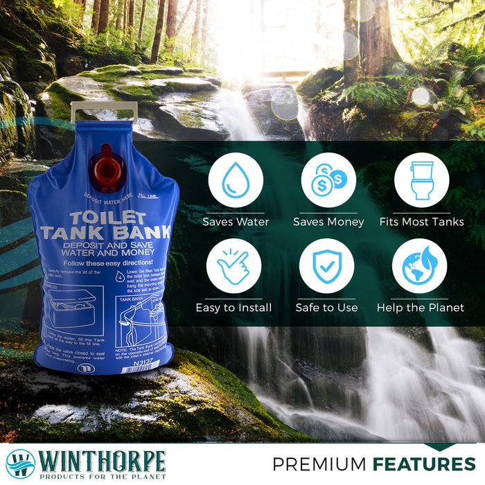 Toilet Tank Bank Water Saving Device - Reduce Flush Volume (3-Pack)