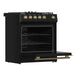 Forno Leonardo Espresso 30-Inch Black Gas Range - Angle Open Door