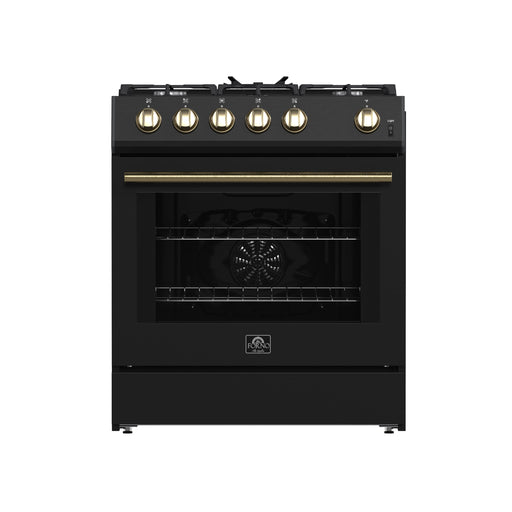 Forno Leonardo Espresso 30-Inch Black Gas Range - Front View