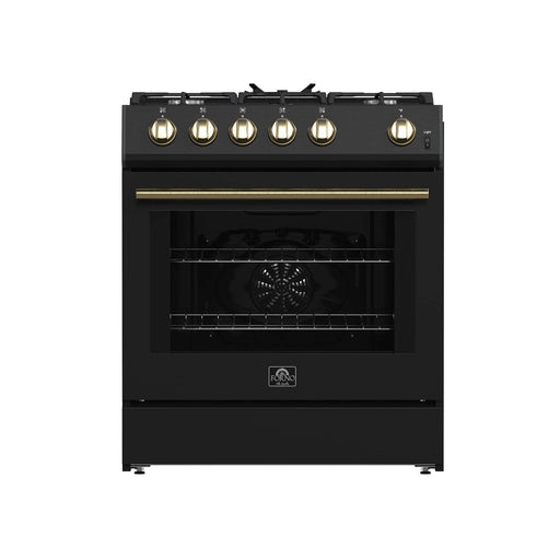 Forno Leonardo Espresso 30-Inch Black Gas Range - Front Detail