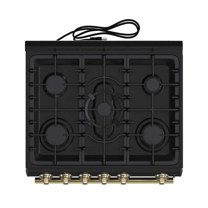 Forno Leonardo Espresso 30-Inch Black Gas Range - Top View