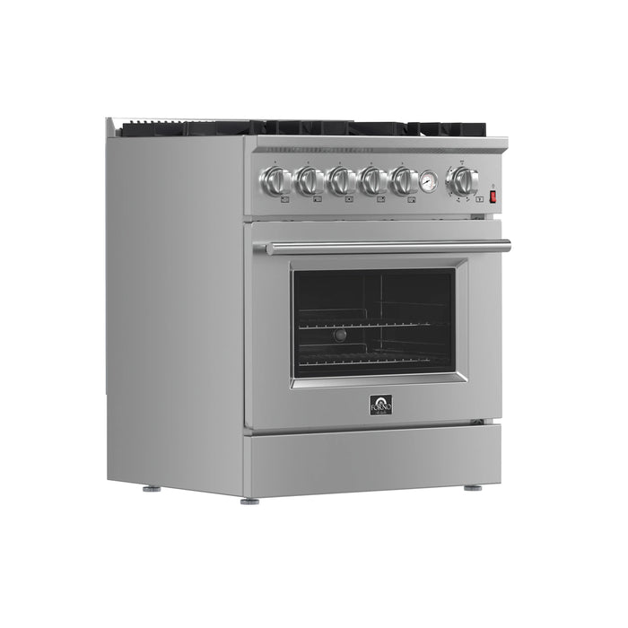 Forno Giovanni 30-inch Gas Range with 5 Gas Burners, 4.32 cu.ft. Convection Gas Oven with Temperature Gauge in Stainless Steel (FFSGS6274-30)