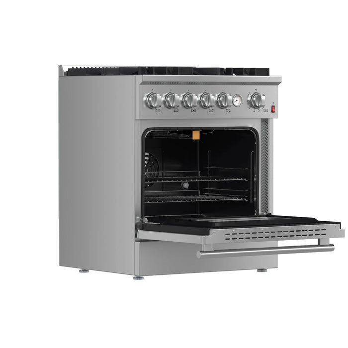 Forno Giovanni 30-inch Gas Range with 5 Gas Burners, 4.32 cu.ft. Convection Gas Oven with Temperature Gauge in Stainless Steel (FFSGS6274-30)