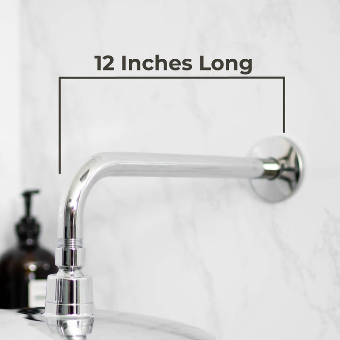 Utility-Sink.com 12 in. L-Shaped Shower Head Extension Arm (Chrome Finish) - Alternate View