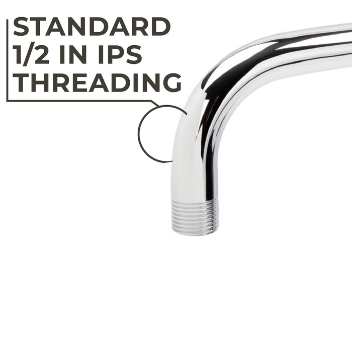 Utility-Sink.com 12 in. L-Shaped Shower Head Extension Arm (Chrome Finish) - Detail View 3