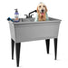 Tehila Freestanding Double-Wide Grey Utility Sink with Steel Legs & Black Pull-Out Faucet, Multi-Purpose... - Detail View