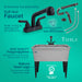 Tehila Freestanding Double-Wide Grey Utility Sink with Steel Legs & Black Pull-Out Faucet, Multi-Purpose... - Dimensions