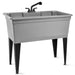Tehila Freestanding Double-Wide Grey Utility Sink with Steel Legs & Black Pull-Out Faucet, Multi-Purpose Heavy-Duty...