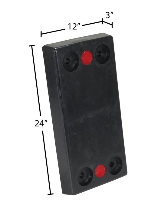 Vestil B-1224-3 rubber rectangle molded bumper dimensions diagram
