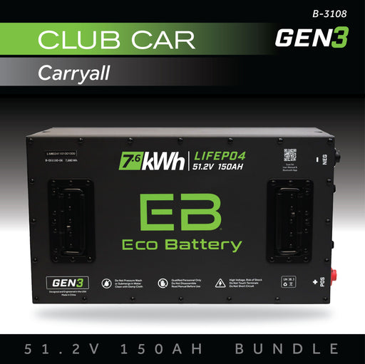 48V 150Ah LiFePO4 Battery Bundle / Club Car Carryall - front view