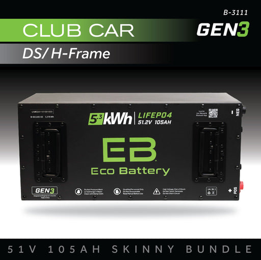 48V 105Ah LiFePO4 Battery Bundle / Club Car DS - front view
