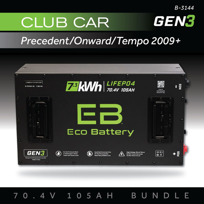 70V 105Ah LiFePO4 Battery Bundle / Club Car Precedent / Club Car Tempo - front view