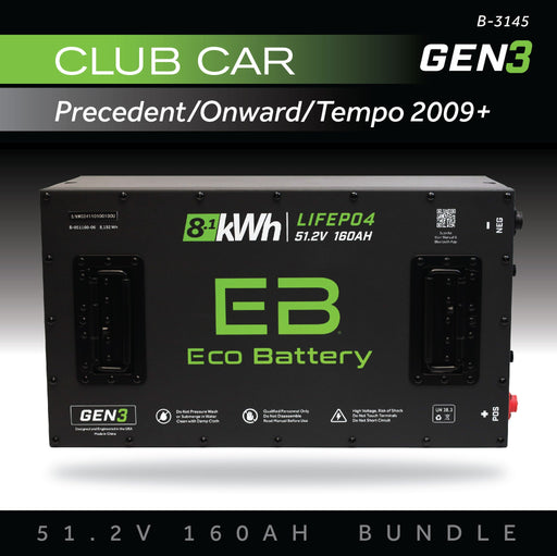 48V 160Ah LiFePO4 Battery Bundle / Club Car Precedent / Club Car Tempo - front view