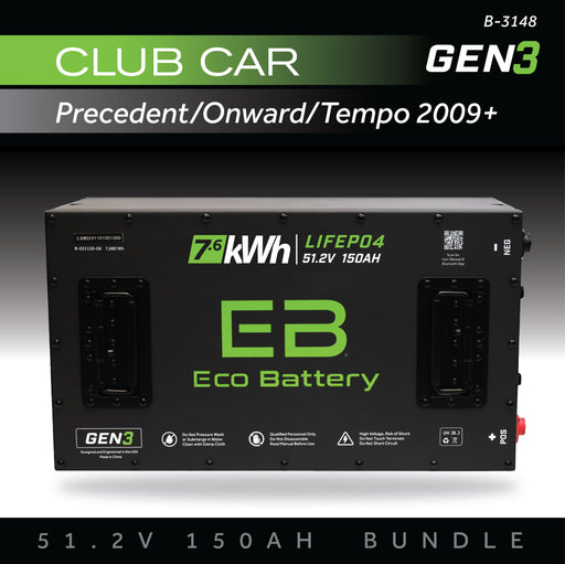 48V 150Ah LiFePO4 Battery Bundle / Club Car Precedent / Club Car Tempo - front view