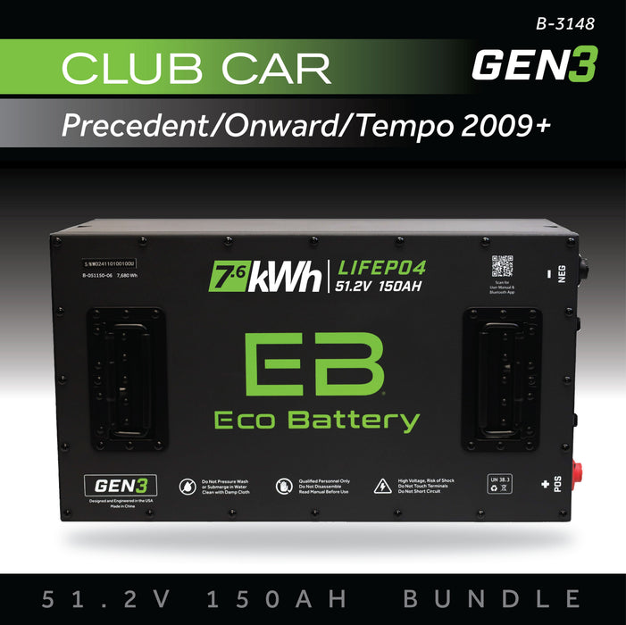 48V 150Ah LiFePO4 Battery Bundle / Club Car Precedent / Club Car Tempo - front view