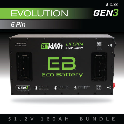 Eco Battery 51V 160Ah lithium battery bundle for Evolution 6-Pin